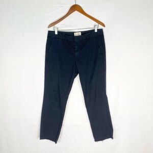 Nili Lotan Montauk Pant in Marine Blue Size 8 Mid Rise Raw Hem Trouser